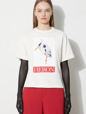 Koszulka bawełniana Heron Preston beżowa