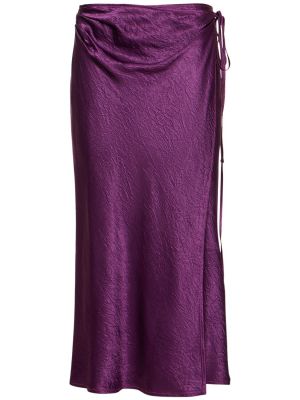 Saténové midi sukně Acne Studios fialové