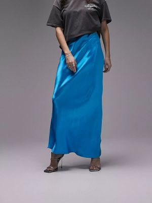Атласная длинная юбка Topshop голубая