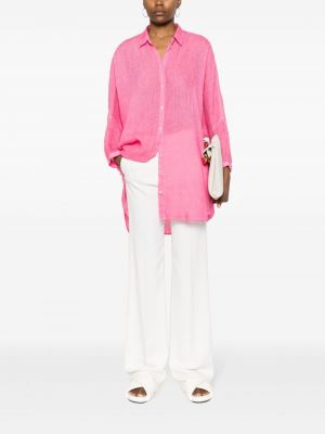 Leinen hemd mit geknöpfter 120% Lino pink