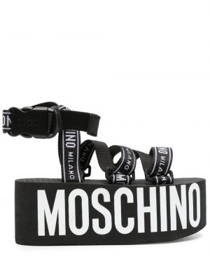 Sandále na platforme s potlačou Moschino
