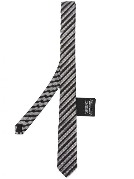 Krawat w paski z jedwabiu Saint Laurent, сzarny
