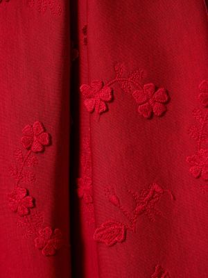 Kvetinové midi šaty s výšivkou Elie Saab červená