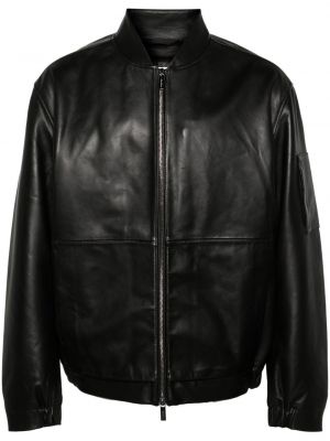 Kožená bomber bunda na zip Calvin Klein černá