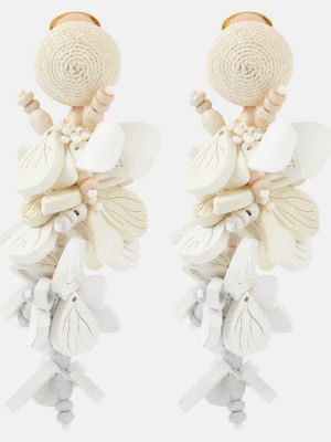 Naušnice s cvjetnim printom Oscar De La Renta bijela