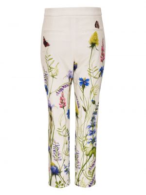 Květinové kalhoty s potiskem Adam Lippes bílé