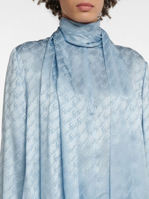 Копринена блуза Fendi синьо