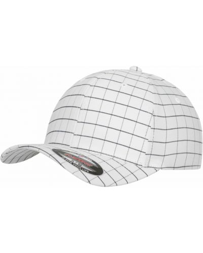 Kapa s šiltom s karirastim vzorcem Flexfit bela