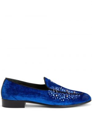 Pantofi loafer de catifea Giuseppe Zanotti albastru