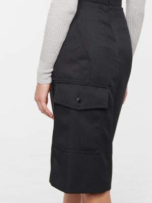 Midi φούστα με ψηλή μέση Moncler μαύρο