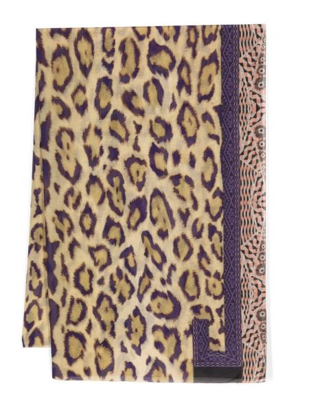 Echarpe en soie à imprimé à imprimé léopard Pierre-louis Mascia beige