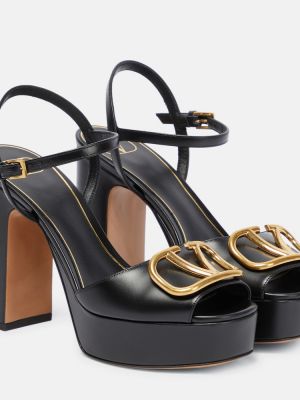Sandale din piele cu platformă Valentino Garavani negru