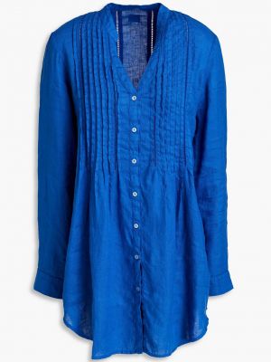 Льняная блузка 120% Lino синяя
