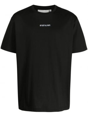 Kokvilnas t-krekls ar apdruku Off Duty melns