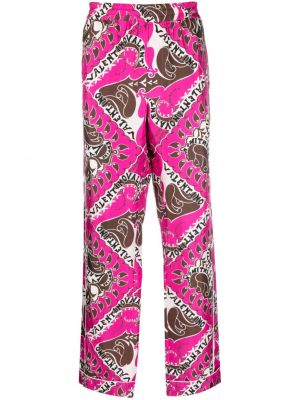 Kalhoty s potiskem s abstraktním vzorem Valentino růžové