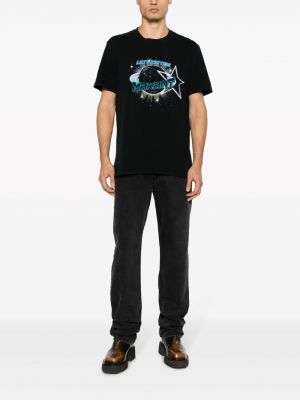 T-shirt en coton à imprimé Marant noir