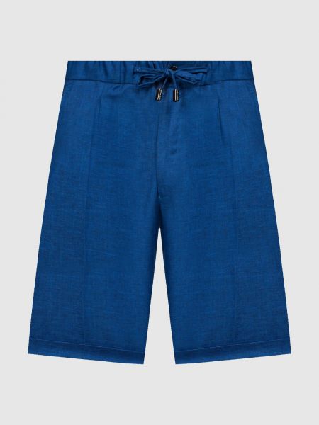 Синие шелковые льняные шерстяные шорты Enrico Mandelli