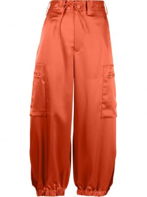Satynowe spodnie cargo z paskiem Y-3 - pomarańczowy
