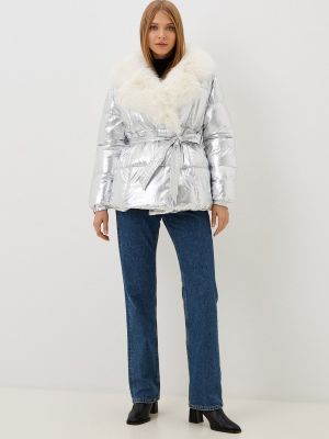 Утепленная демисезонная куртка Moda Sincera серебряная
