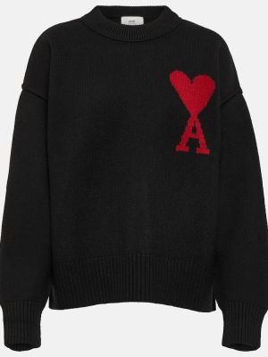 Sweter wełniany Ami Paris czarny