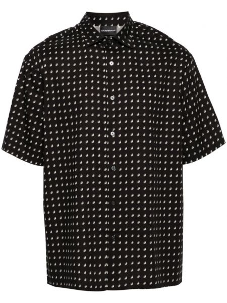 Σατέν πουκάμισο με σχέδιο Emporio Armani μαύρο