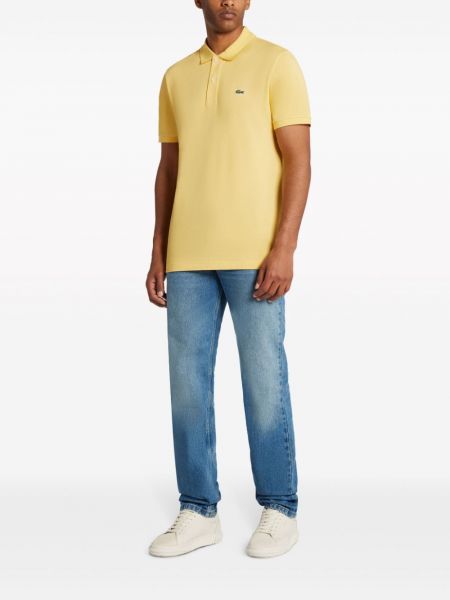 Medvilninis siuvinėtas polo marškinėliai Lacoste geltona