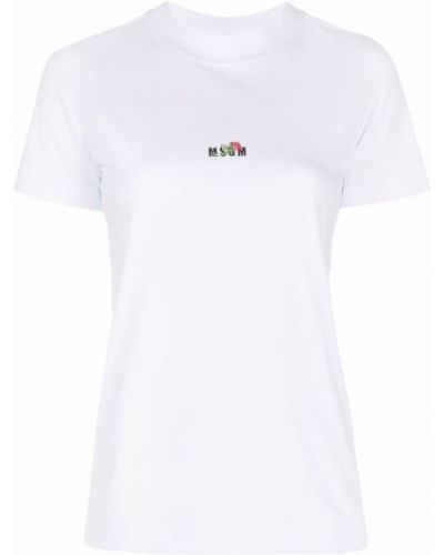 Camiseta con bordado Msgm blanco