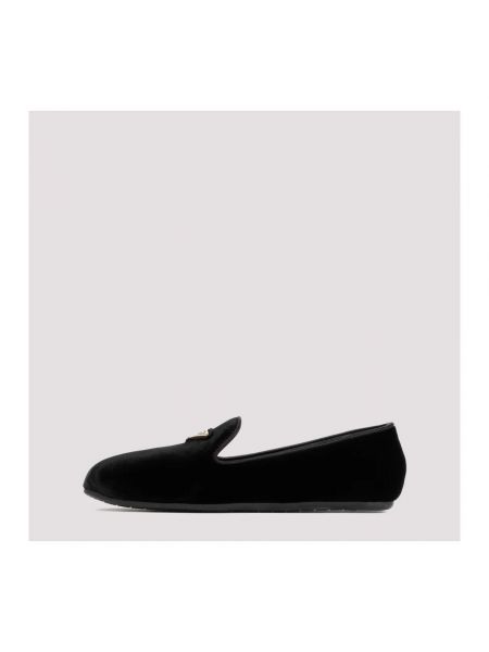 Aksamitne loafers Prada czarne