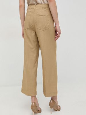 Jednobarevné kalhoty s vysokým pasem Marella béžové