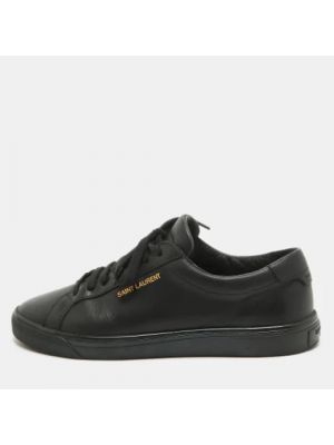 Sneakersy skórzane Yves Saint Laurent Vintage czarne
