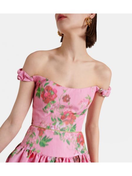 Virágos midi ruha Markarian rózsaszín