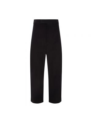 Welurowe proste spodnie Thom Browne czarne