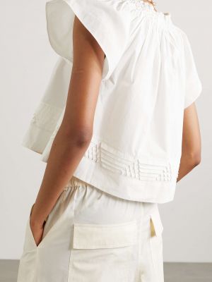 APIECE APART + NET SUSTAIN Укороченная блуза Deia из органического хлопка и поплина с вышивкой, кремовый