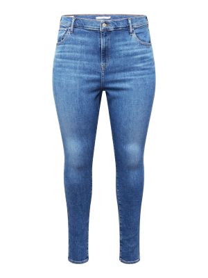 Bavlnené skinny fit džínsy s vysokým pásom na zips Levi's® Plus - modrá