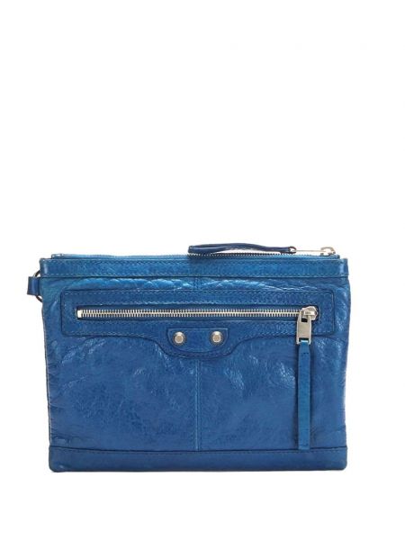 Kožená listová kabelka Balenciaga Pre-owned modrá
