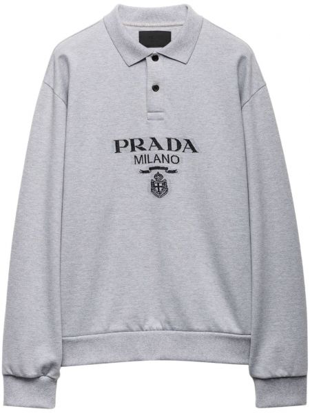 Jacquard neulottu pikeepaita Prada harmaa