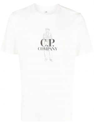 Памучна тениска с принт C.p. Company бяло