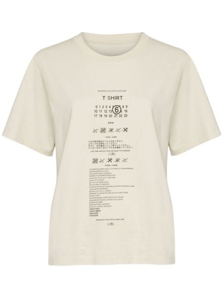 Βαμβακερή μπλούζα με σχέδιο Mm6 Maison Margiela μπεζ