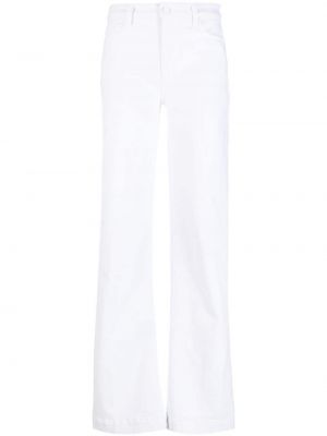 Bavlněné straight fit džíny s knoflíky na zip Paige - bílá
