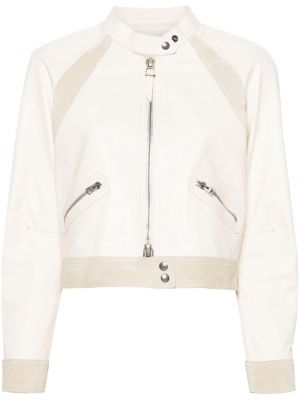 Δερμάτινο μπουφάν με φερμουάρ Tom Ford λευκό
