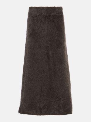 Kašmírová dlhá sukňa Lisa Yang hnedá