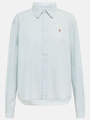 Bavlněná košile Polo Ralph Lauren modrá