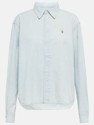 Top bawełniany Polo Ralph Lauren niebieski