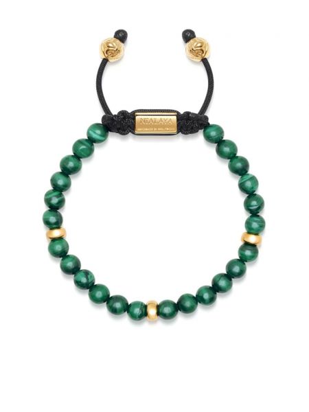 Bracelet avec perles plaqué or Nialaya Jewelry vert