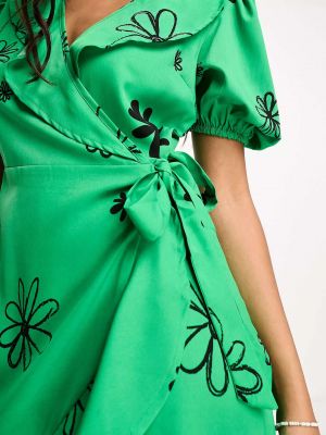 Платье мини в цветочек с принтом Influence зеленое