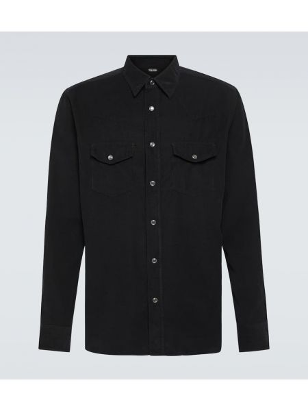 Camisa de pana de algodón Tom Ford negro