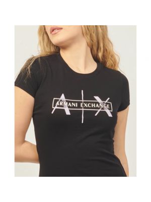 Camiseta slim fit de algodón con estampado Armani Exchange negro