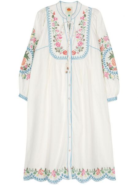 Μίντι φόρεμα με κέντημα Farm Rio λευκό