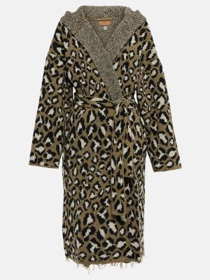 Žakárový vlnený kabát s leopardím vzorom Alanui zelená