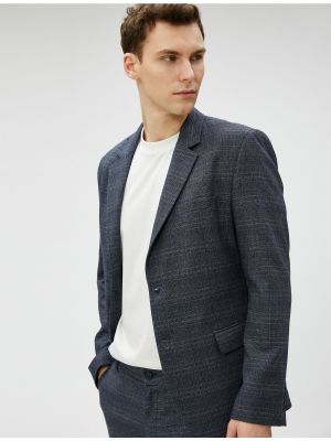 Клетчатый приталенный пиджак на пуговицах Koton серый